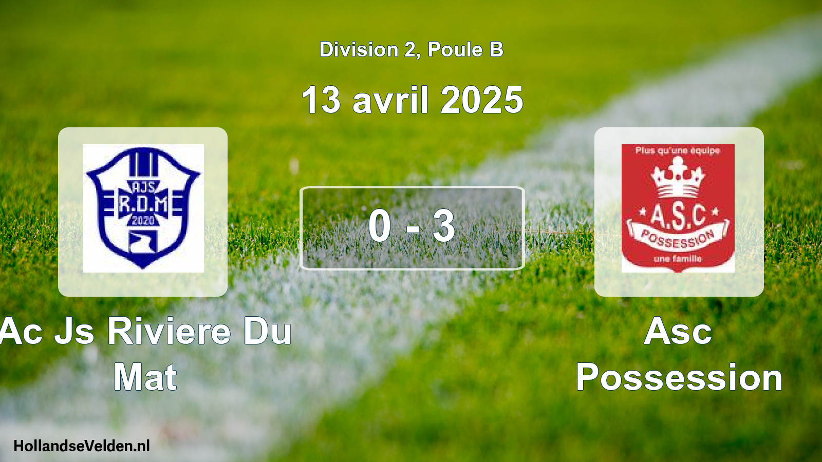 Total number of matches played: Ac Js Riviere Du Mat - Asc Possession 0 - 3 (13 April 2025)