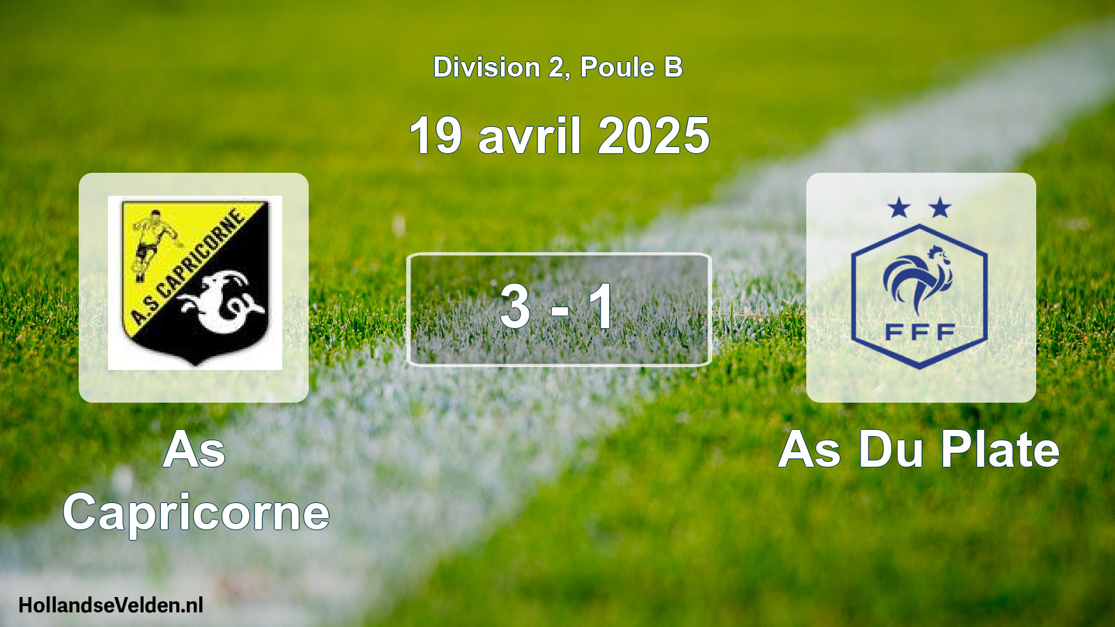 Total number of matches played: As Capricorne - As Du Plate 3 - 1 (19 April 2025)