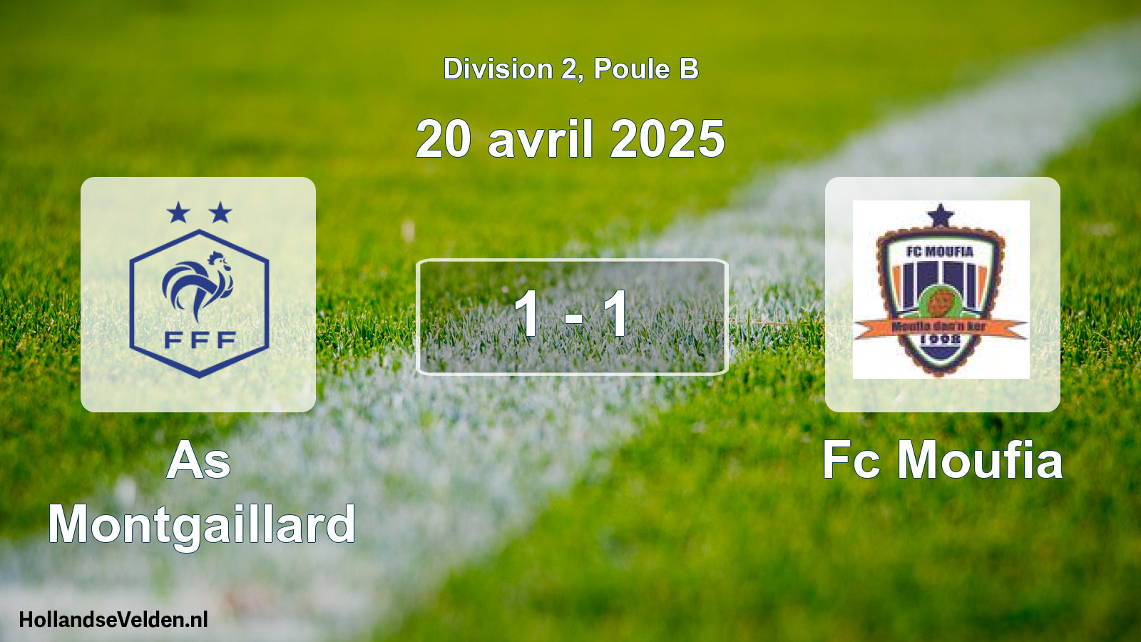 Total number of matches played: As Montgaillard - Fc Moufia 1 - 1 (20 April 2025)