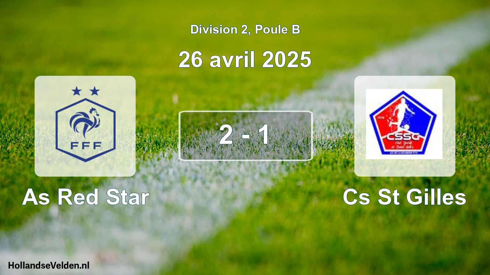 Total number of matches played: As Red Star - Cs St Gilles 2 - 1 (26 April 2025)