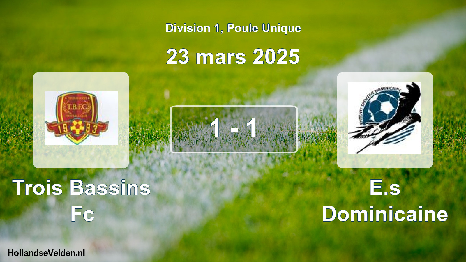 Total number of matches played: Trois Bassins Fc - E.s Dominicaine 1 - 1 (23 March 2025)