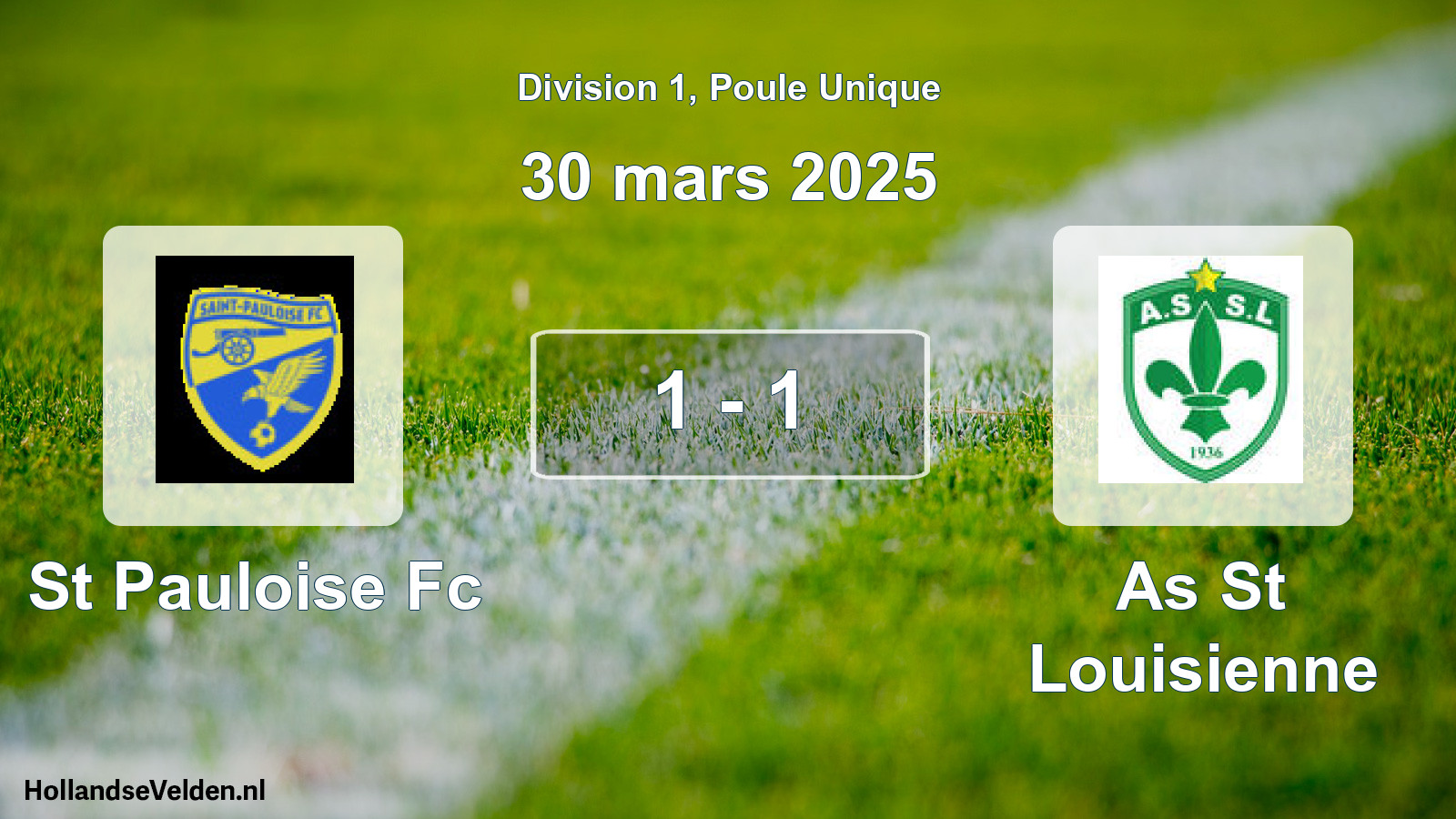 Total number of matches played: St Pauloise Fc - As St Louisienne 1 - 1 (30 March 2025)