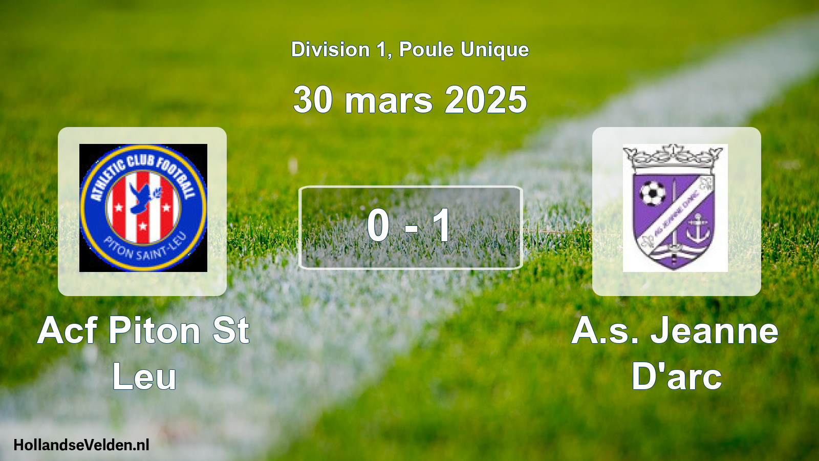 Total number of matches played: Acf Piton St Leu - A.s. Jeanne D'arc 0 - 1 (30 March 2025)