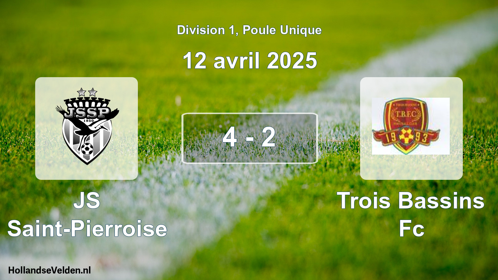 Total number of matches played: JS Saint-Pierroise - Trois Bassins Fc 4 - 2 (12 April 2025)