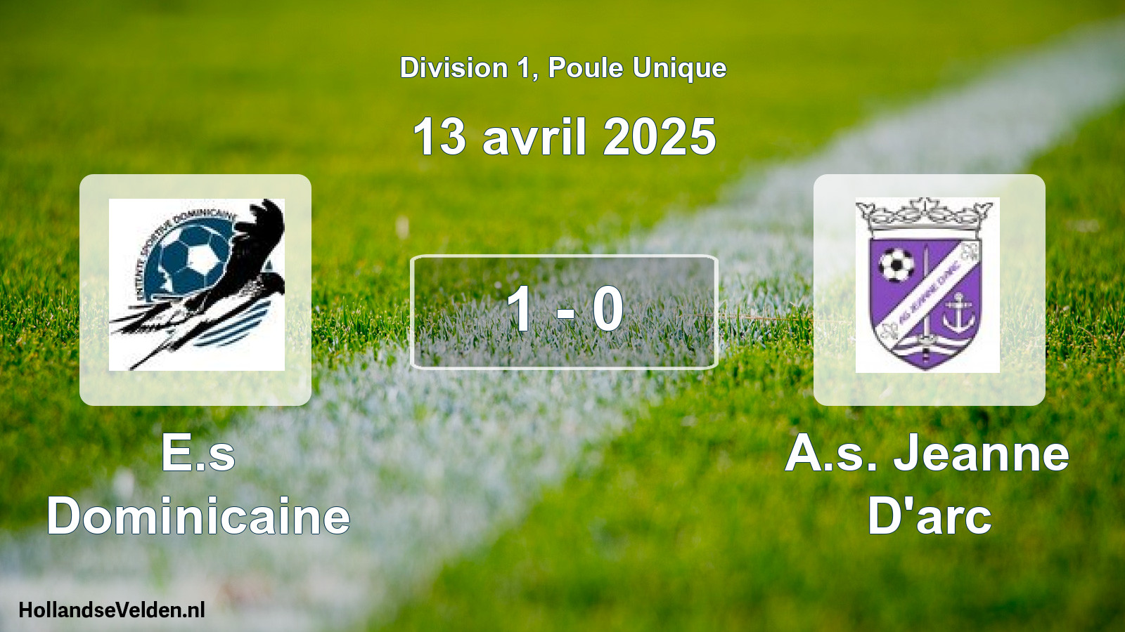 Total number of matches played: E.s Dominicaine - A.s. Jeanne D'arc 1 - 0 (13 April 2025)