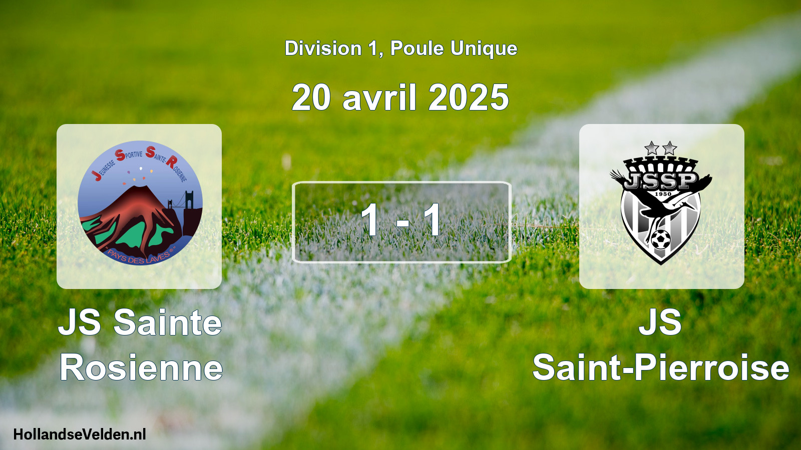 Total number of matches played: JS Sainte Rosienne - JS Saint-Pierroise 1 - 1 (20 April 2025)