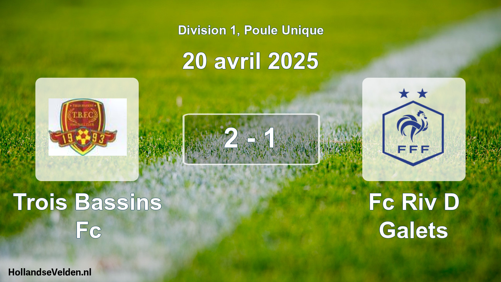 Total number of matches played: Trois Bassins Fc - Fc Riv D Galets 2 - 1 (20 April 2025)