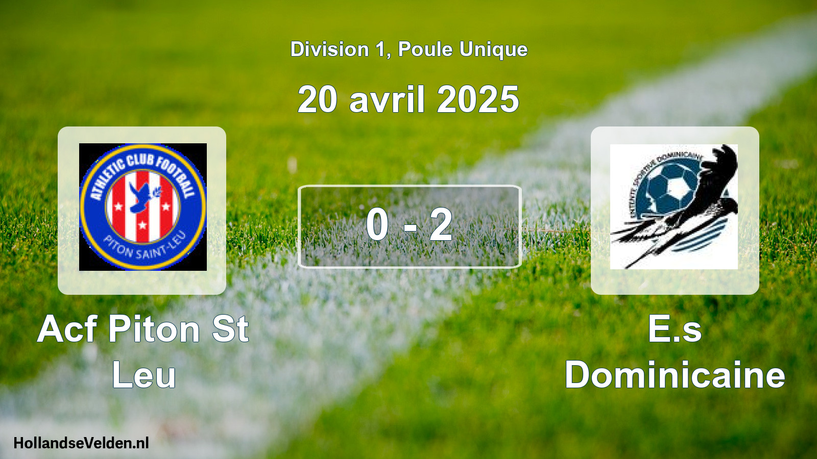 Total number of matches played: Acf Piton St Leu - E.s Dominicaine 0 - 2 (20 April 2025)