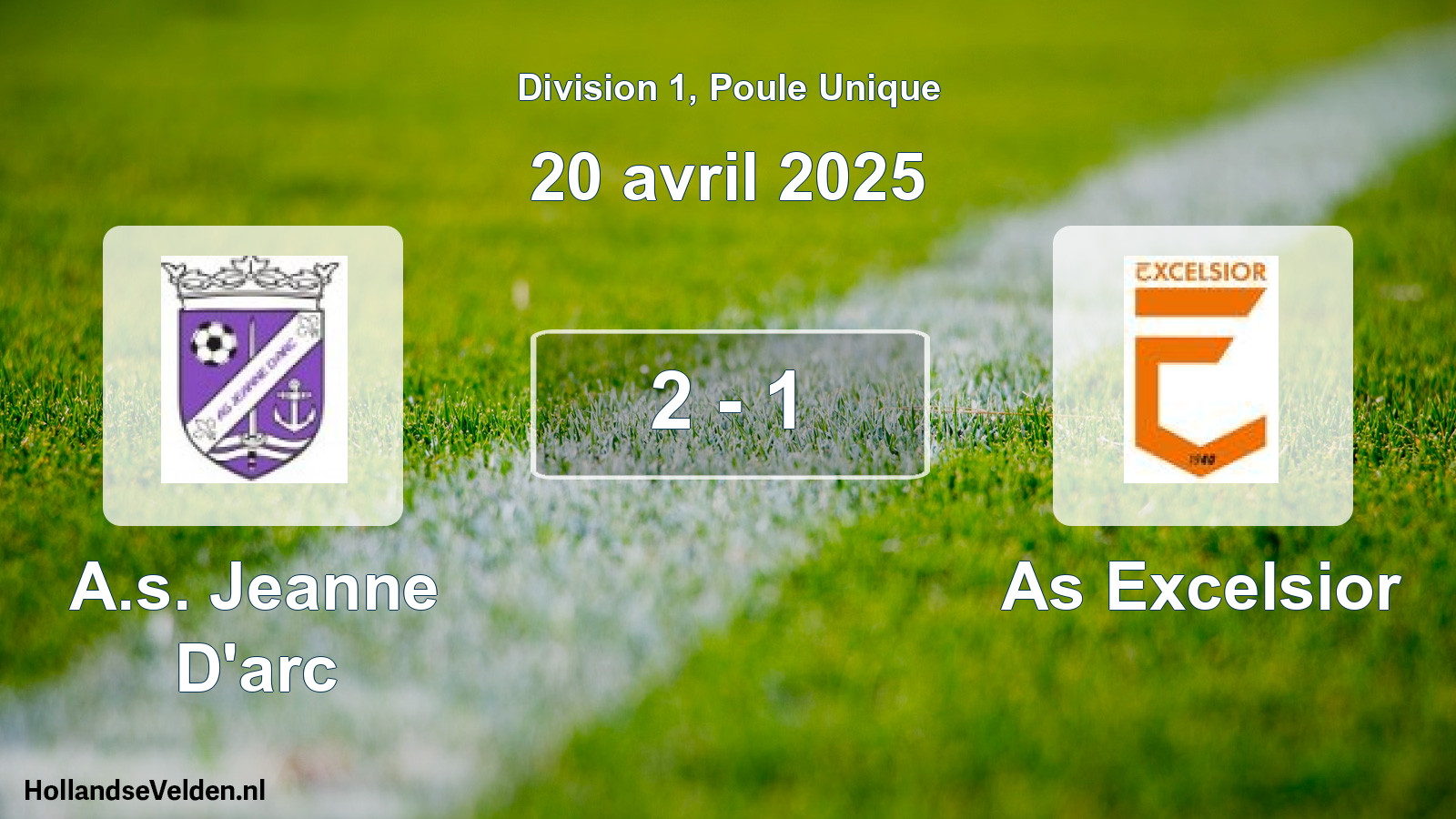 Total number of matches played: A.s. Jeanne D'arc - As Excelsior 2 - 1 (20 April 2025)
