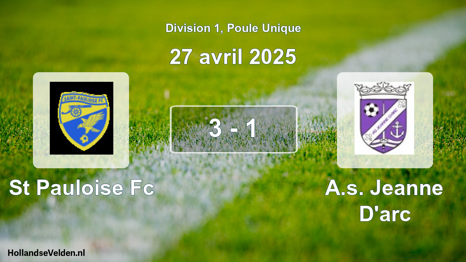 Total number of matches played: St Pauloise Fc - A.s. Jeanne D'arc 3 - 1 (27 April 2025)
