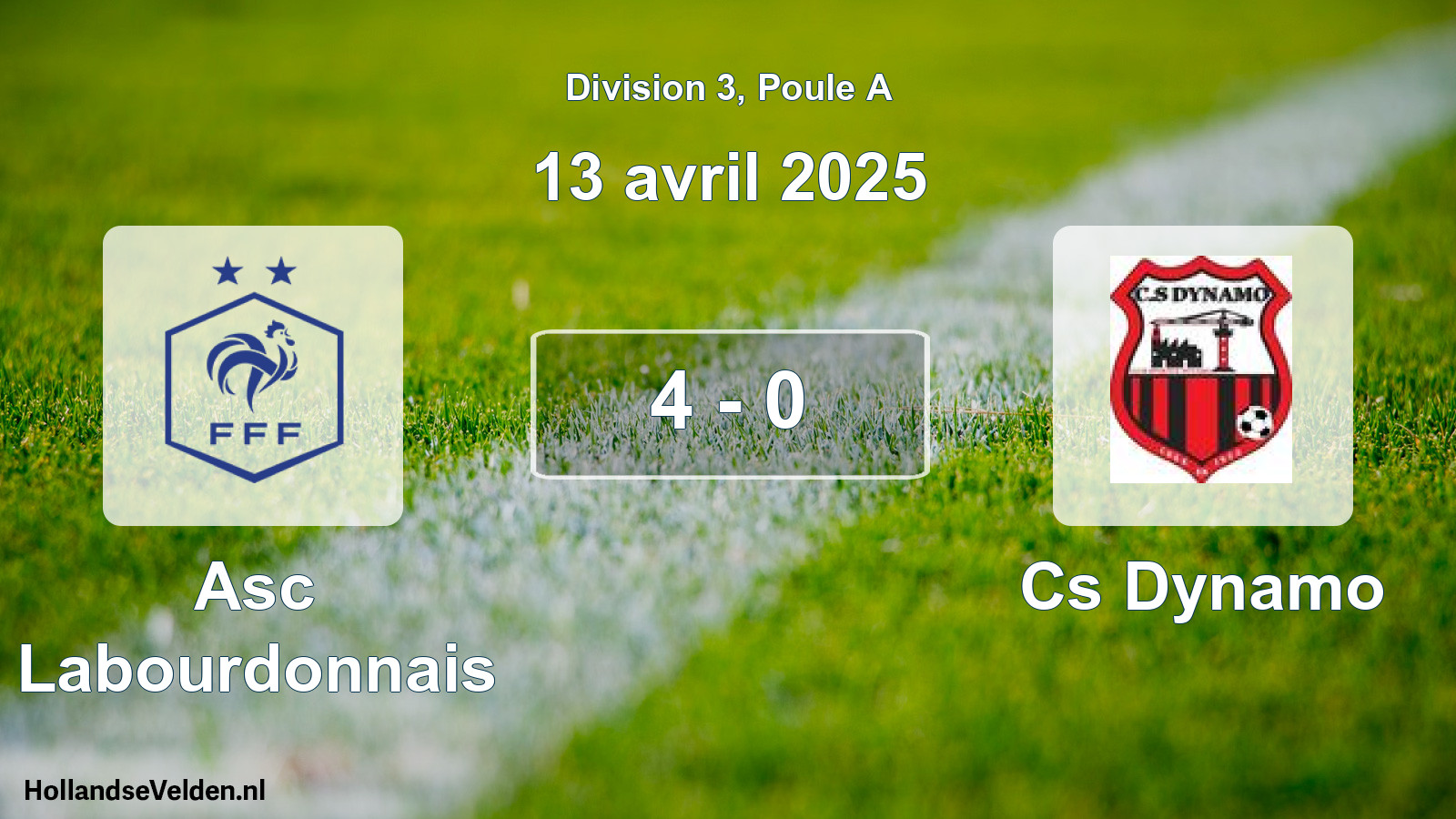 Total number of matches played: Asc Labourdonnais - Cs Dynamo 4 - 0 (13 April 2025)