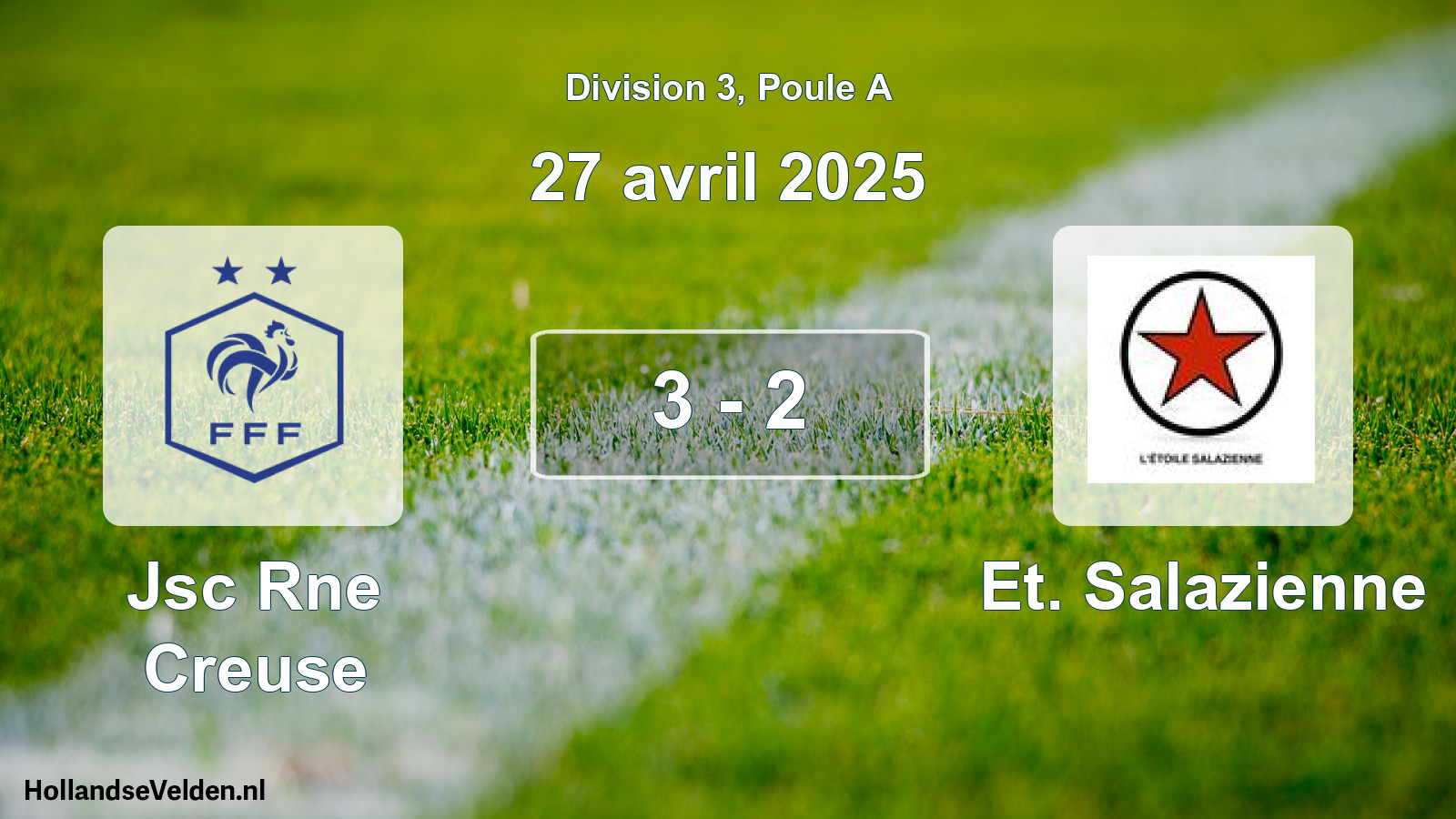 Gespeelde wedstrijd: Jsc Rne Creuse - Et. Salazienne 3 - 2 (27 april 2025)
