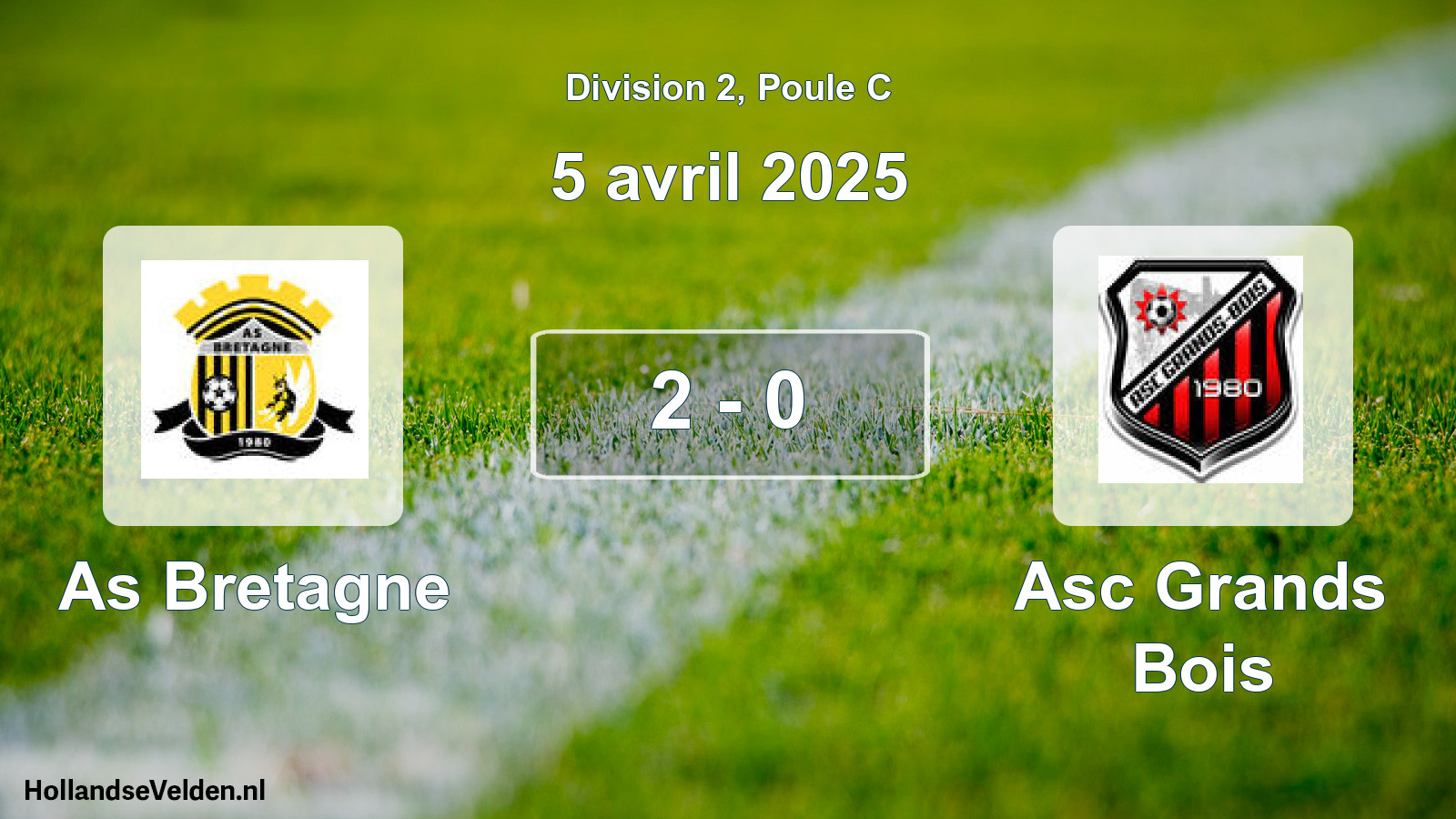 Gespeelde wedstrijd: As Bretagne - Asc Grands Bois 2 - 0 (5 april 2025)