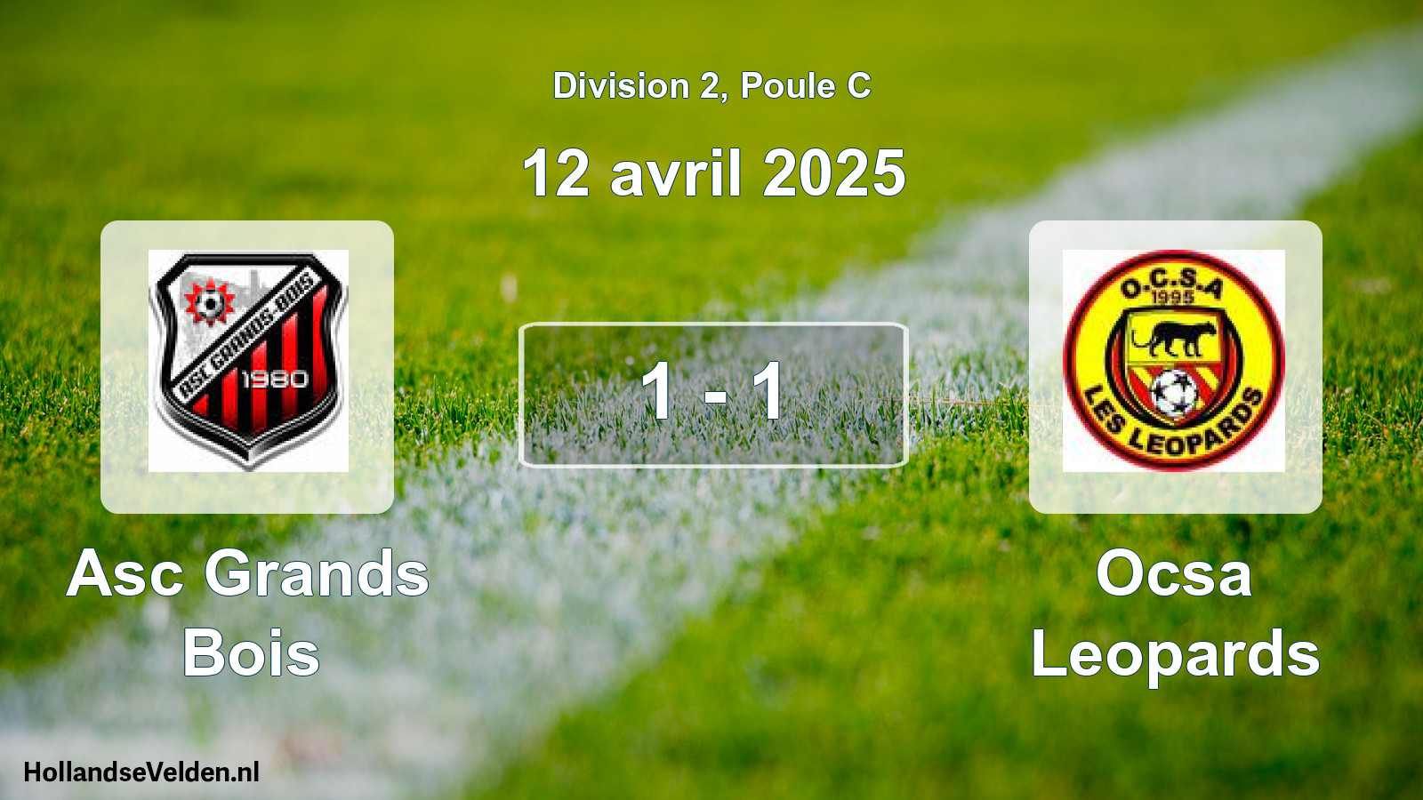 Gespeelde wedstrijd: Asc Grands Bois - Ocsa Leopards 1 - 1 (12 april 2025)