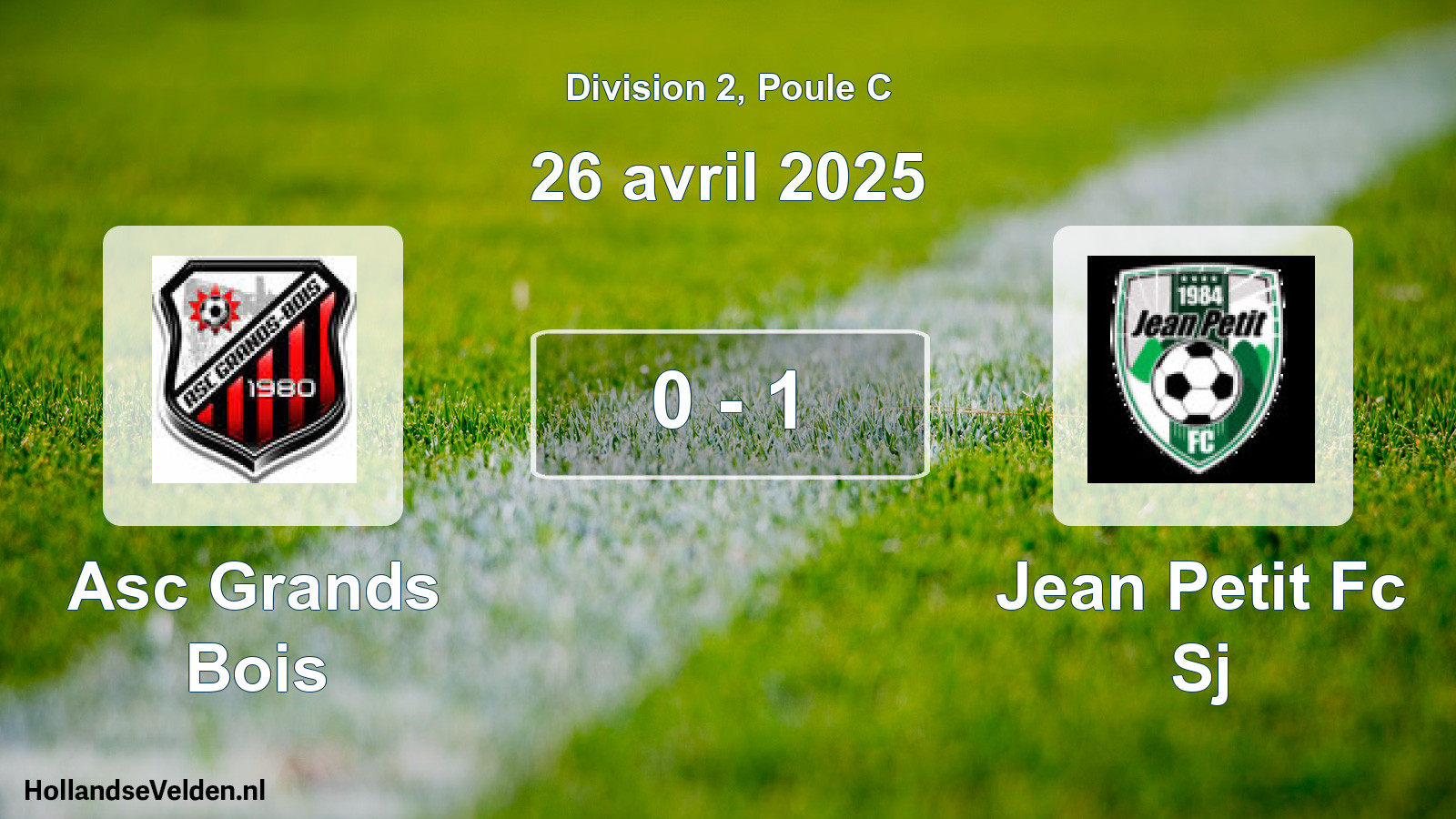 Gespeelde wedstrijd: Asc Grands Bois - Jean Petit Fc Sj 0 - 1 (26 april 2025)