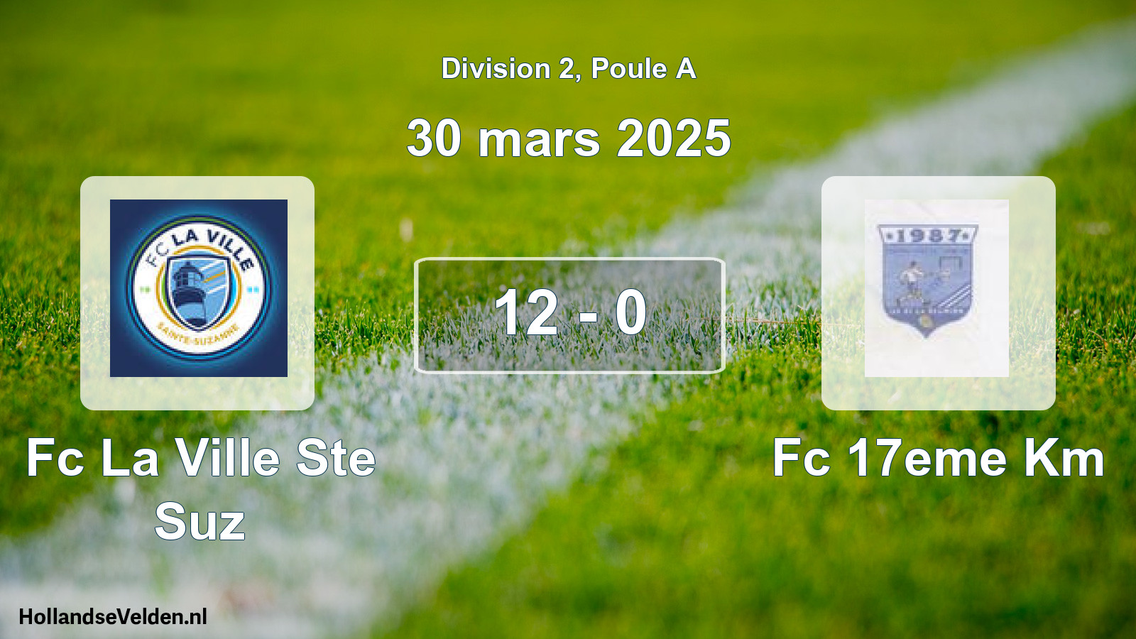 Match joué: Fc La Ville Ste Suz - Fc 17eme Km 12 - 0 (30 mars 2025)