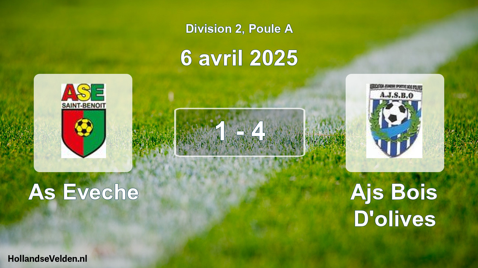 Match joué: As Eveche - Ajs Bois D'olives 1 - 4 (6 avril 2025)