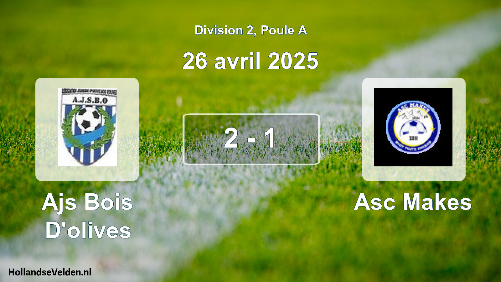Total number of matches played: Ajs Bois D'olives - Asc Makes 2 - 1 (26 April 2025)