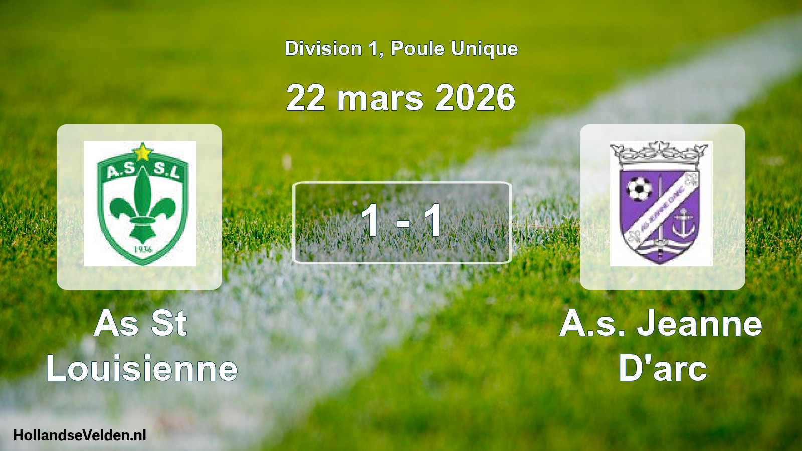 Gespeelde wedstrijd: As St Louisienne - A.s. Jeanne D'arc 1 - 1 (22 maart 2026)