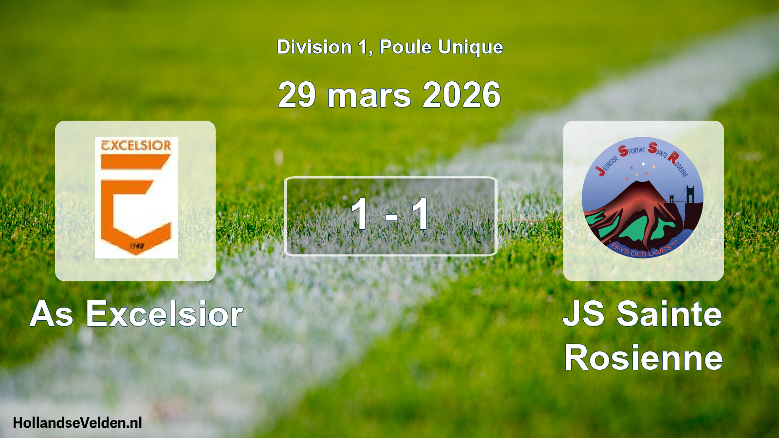 Total number of matches played: As Excelsior - JS Sainte Rosienne 1 - 1 (29 March 2026)
