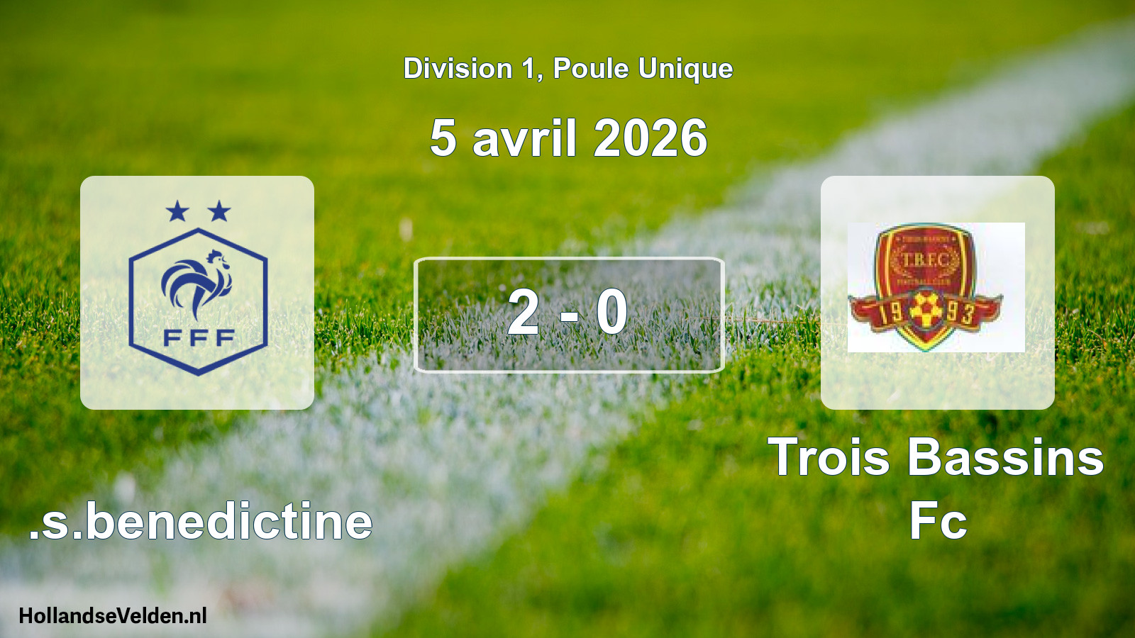 Total number of matches played: U.s.benedictine - Trois Bassins Fc 2 - 0 (5 April 2026)