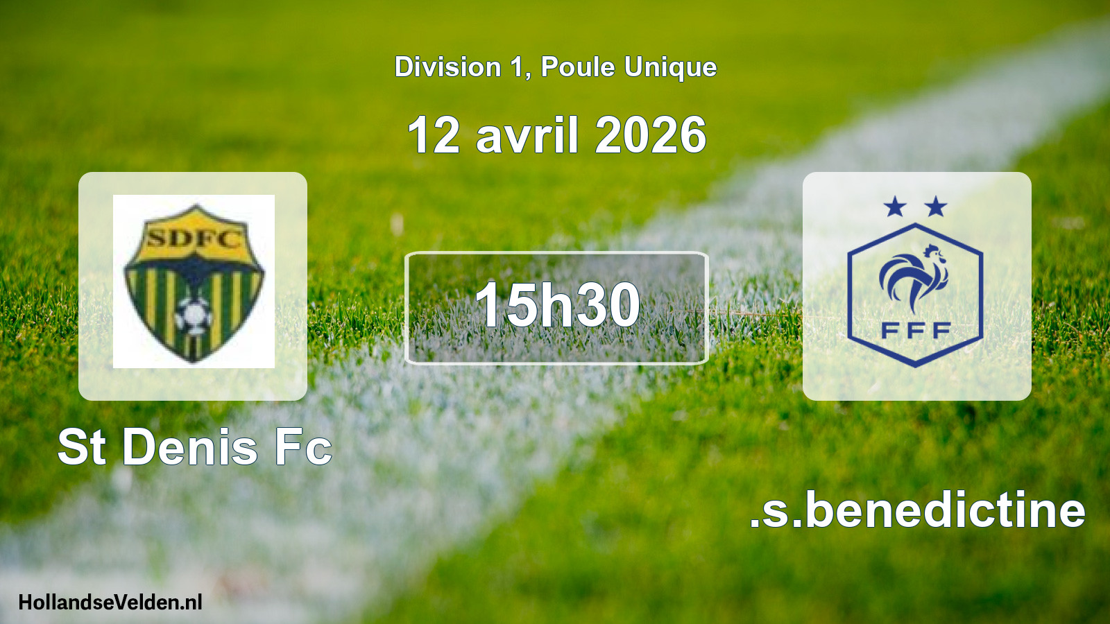 Match programmé: St Denis Fc - U.s.benedictine (12 avril 2026)