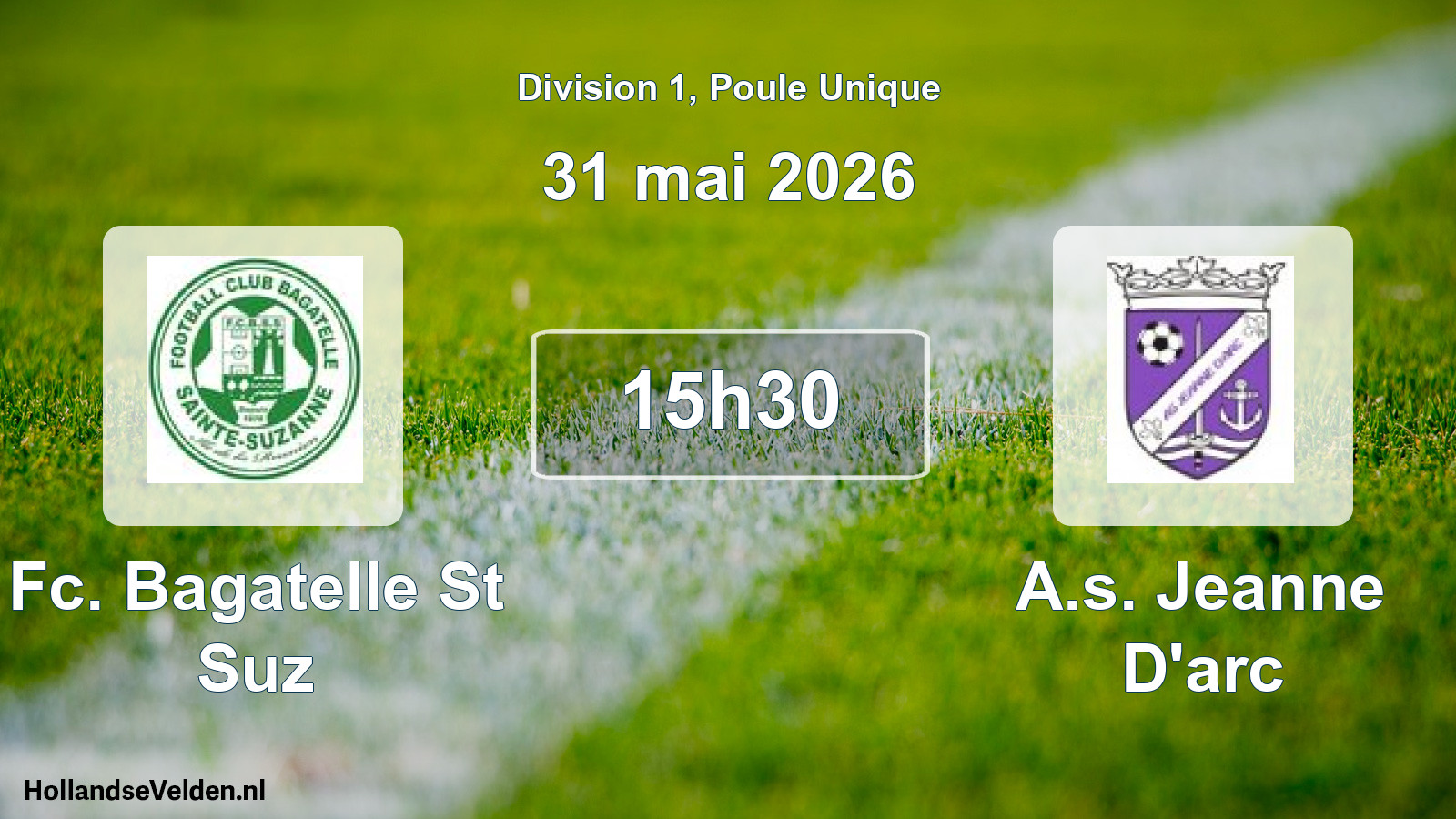 Scheduled Match: Fc. Bagatelle St Suz - A.s. Jeanne D'arc (31 May 2026)