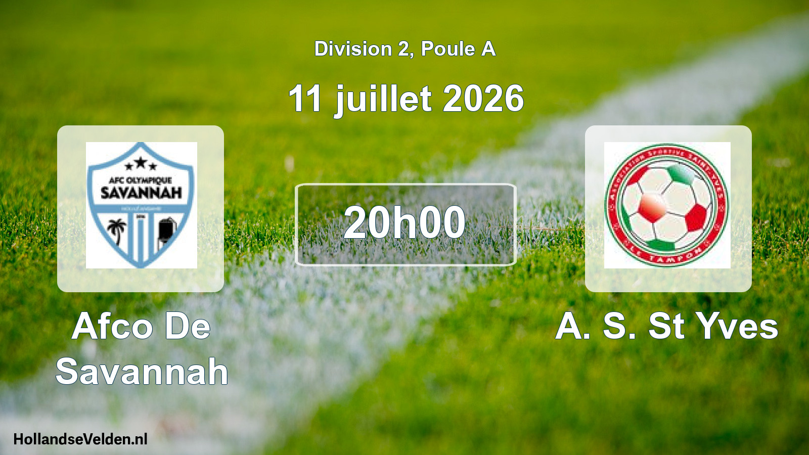 Match programmé: Afco De Savannah - A. S. St Yves (11 juillet 2026)