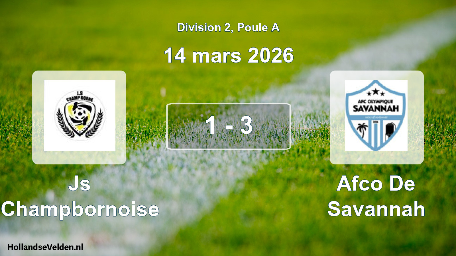 Match joué: Js Champbornoise - Afco De Savannah 1 - 3 (14 mars 2026)