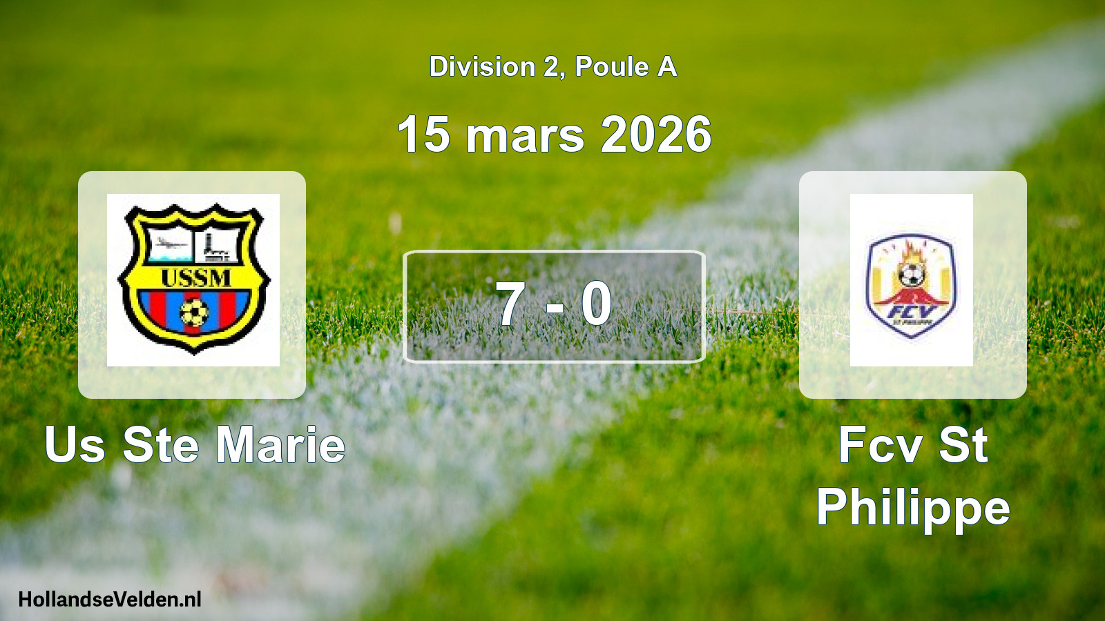 Match joué: Us Ste Marie - Fcv St Philippe 7 - 0 (15 mars 2026)