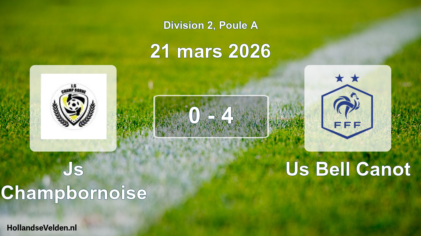 Match joué: Js Champbornoise - Us Bell Canot 0 - 4 (21 mars 2026)
