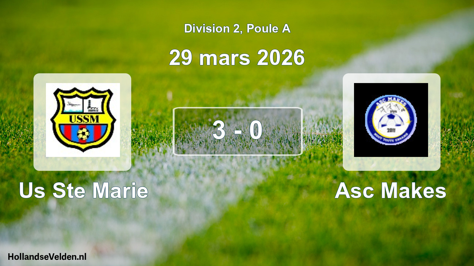 Match joué: Us Ste Marie - Asc Makes 3 - 0 (29 mars 2026)