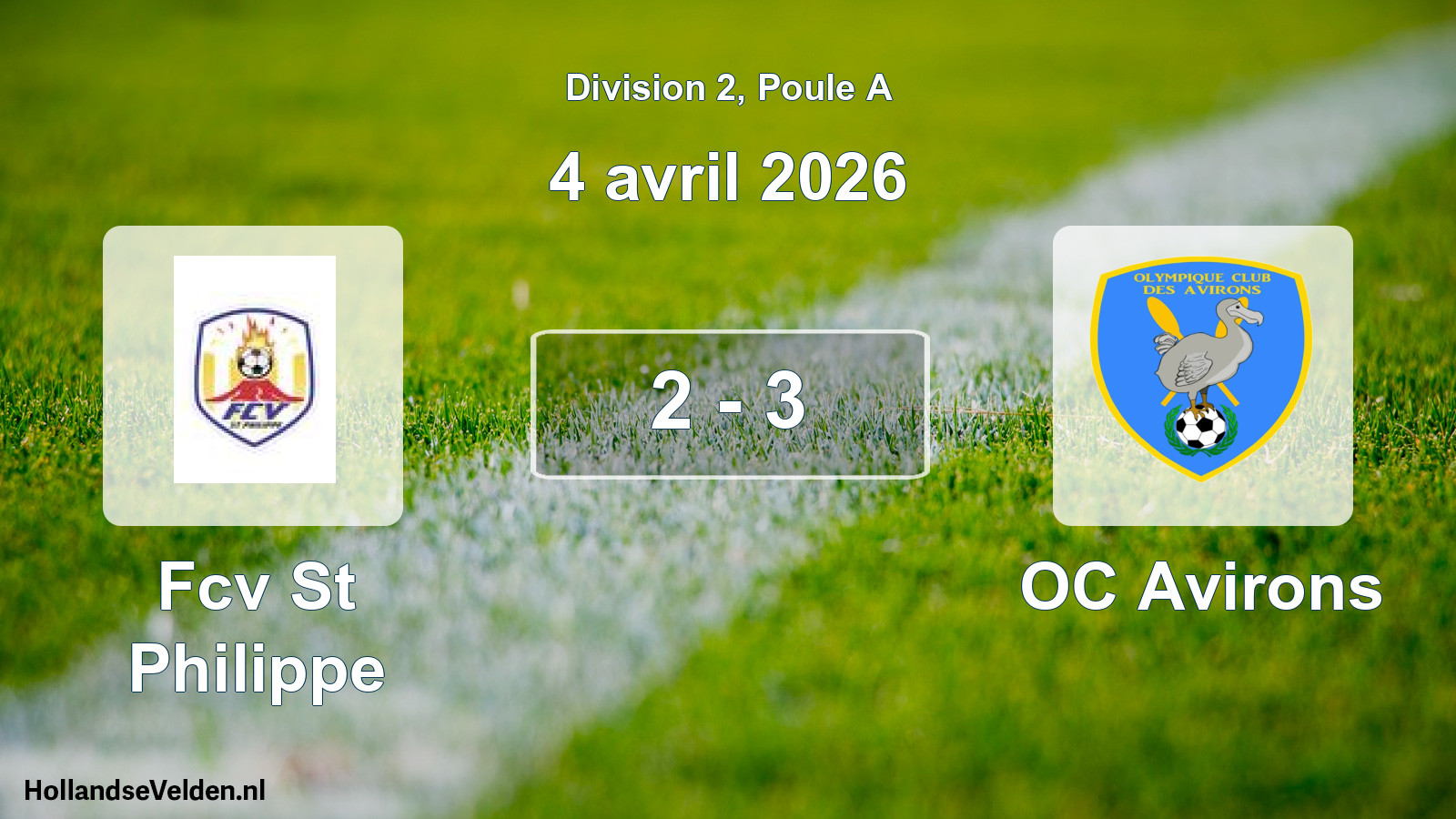 Total number of matches played: Fcv St Philippe - OC Avirons 2 - 3 (4 April 2026)