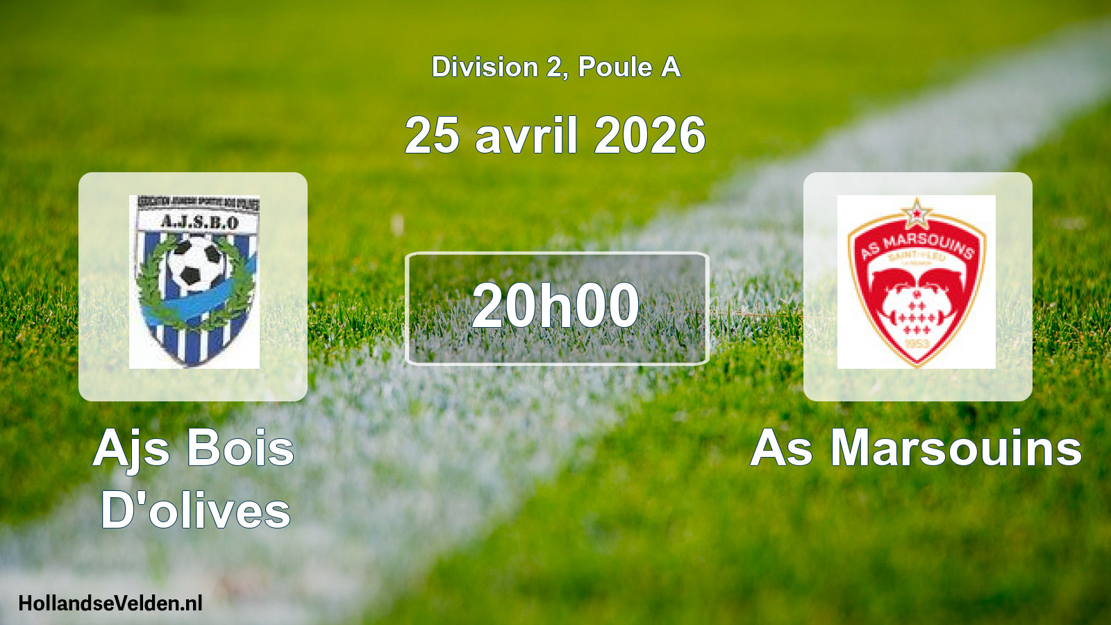 Match programmé: Ajs Bois D'olives - As Marsouins (25 avril 2026)