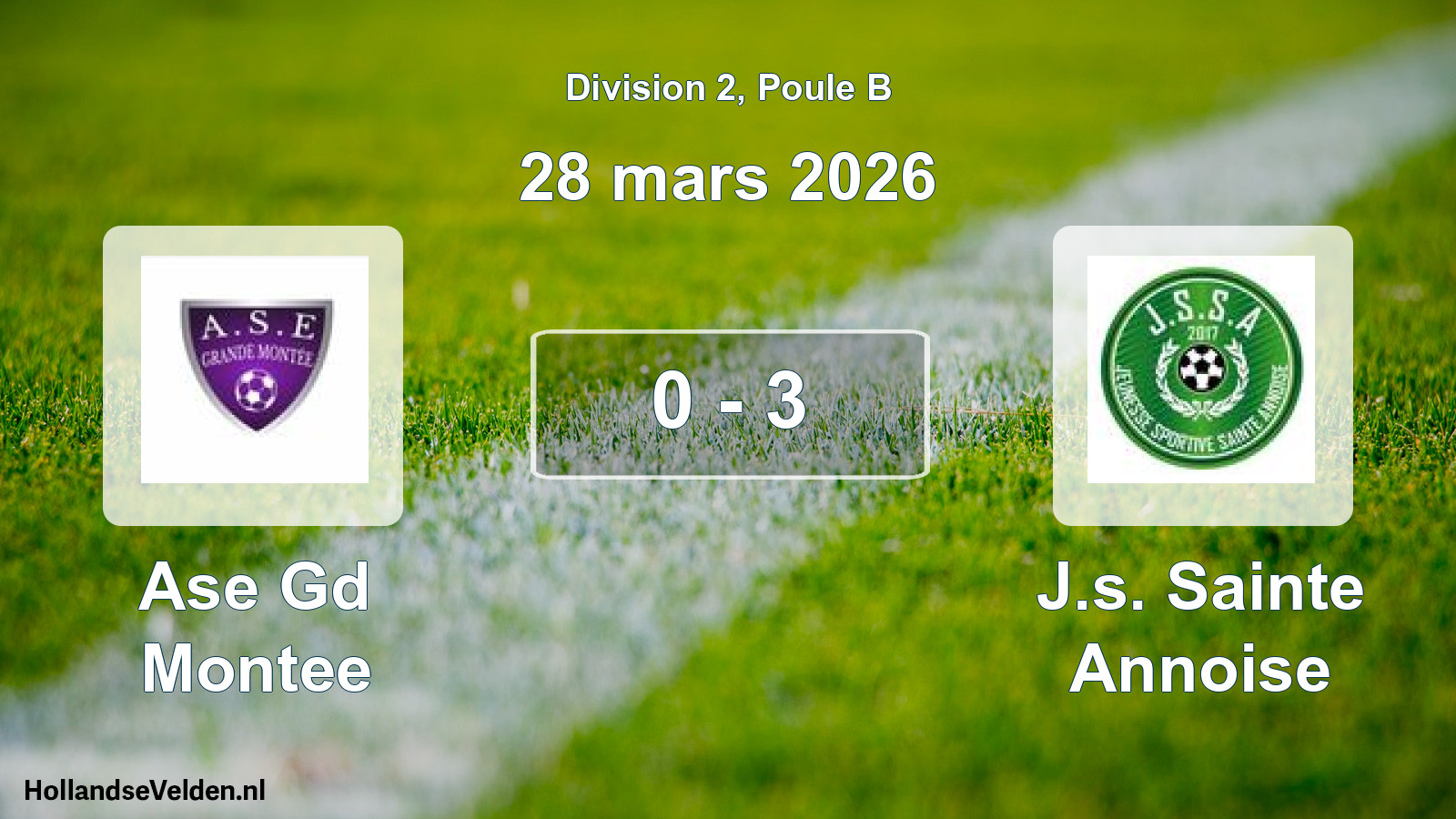 Match joué: Ase Gd Montee - J.s. Sainte Annoise 0 - 3 (28 mars 2026)