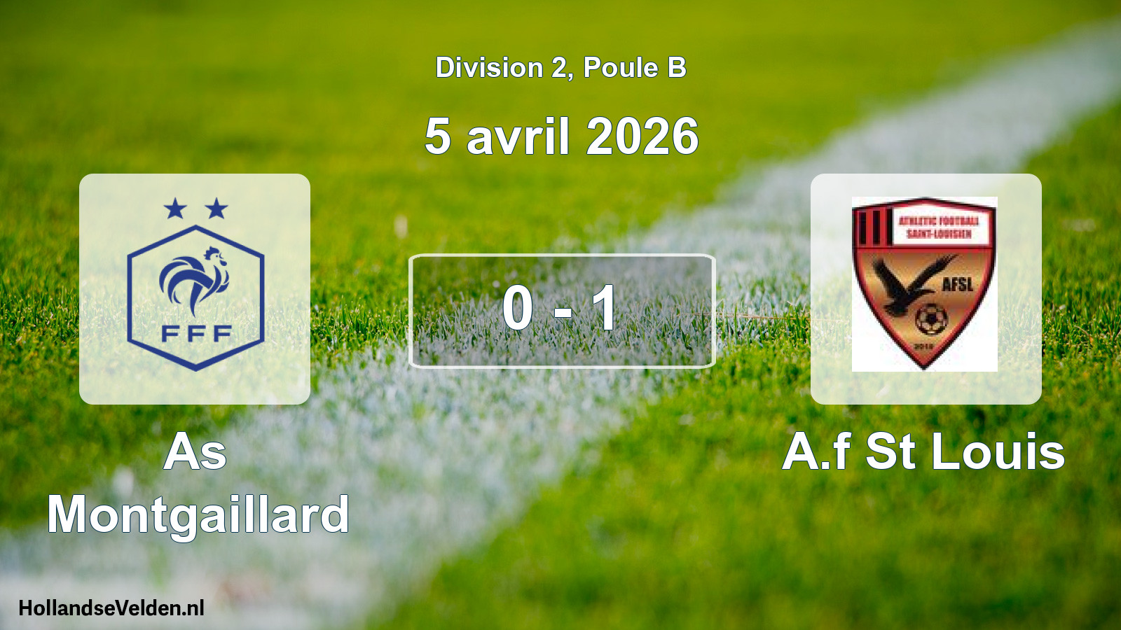 Total number of matches played: As Montgaillard - A.f St Louis 0 - 1 (5 April 2026)