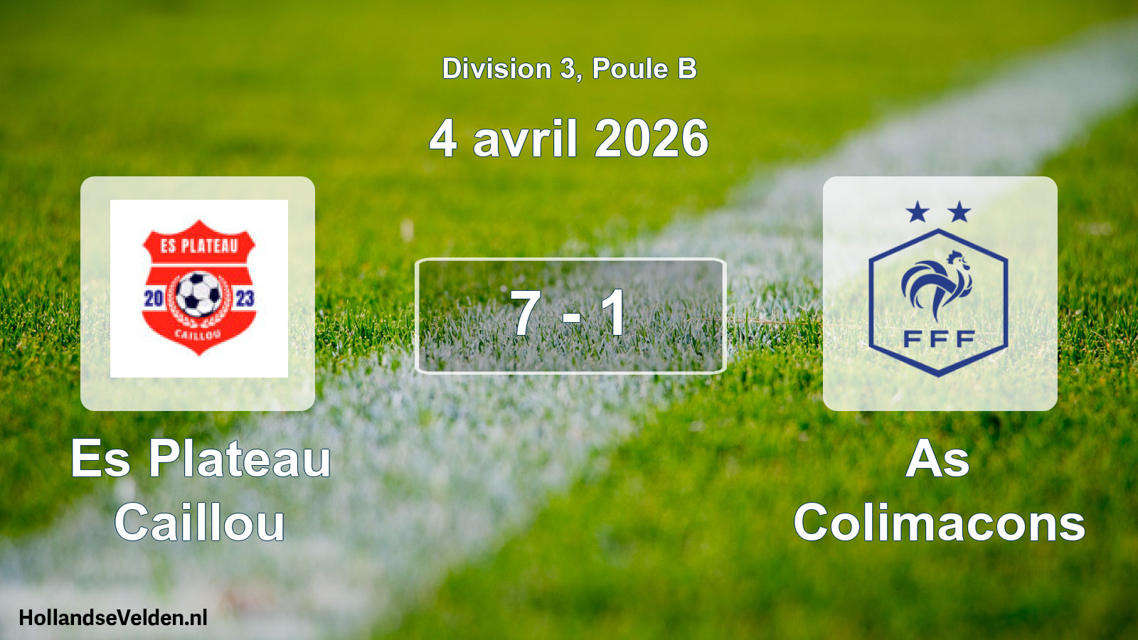 Match joué: Es Plateau Caillou - As Colimacons 7 - 1 (4 avril 2026)