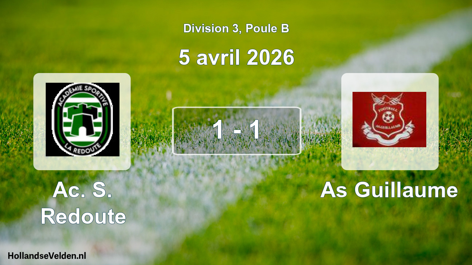 Gespeelde wedstrijd: Ac. S. Redoute - As Guillaume 1 - 1 (5 april 2026)