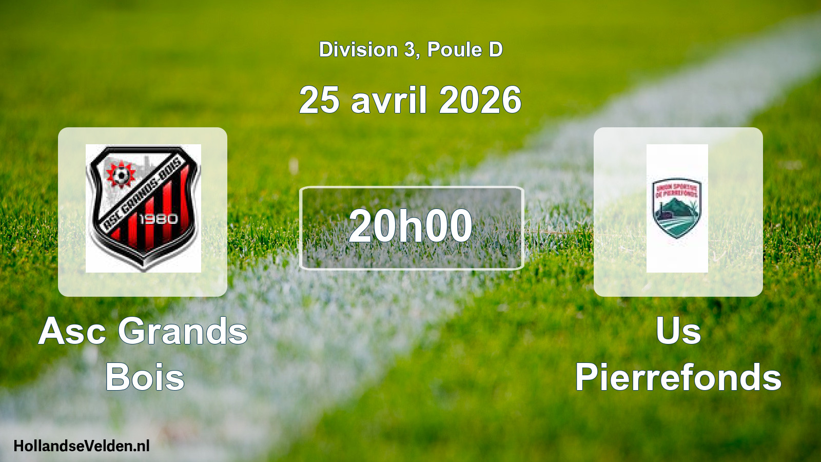 Match programmé: Asc Grands Bois - Us Pierrefonds (25 avril 2026)