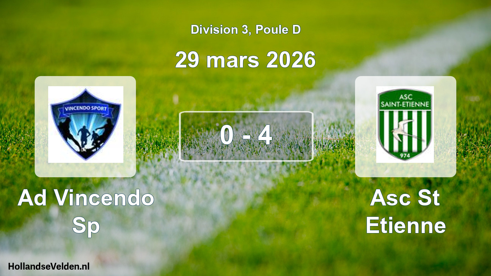 Match joué: Ad Vincendo Sp - Asc St Etienne 0 - 4 (29 mars 2026)
