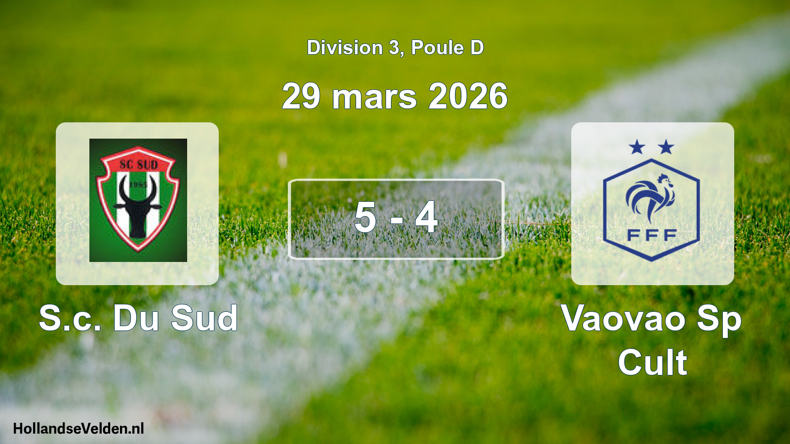 Match joué: S.c. Du Sud - Vaovao Sp Cult 5 - 4 (29 mars 2026)