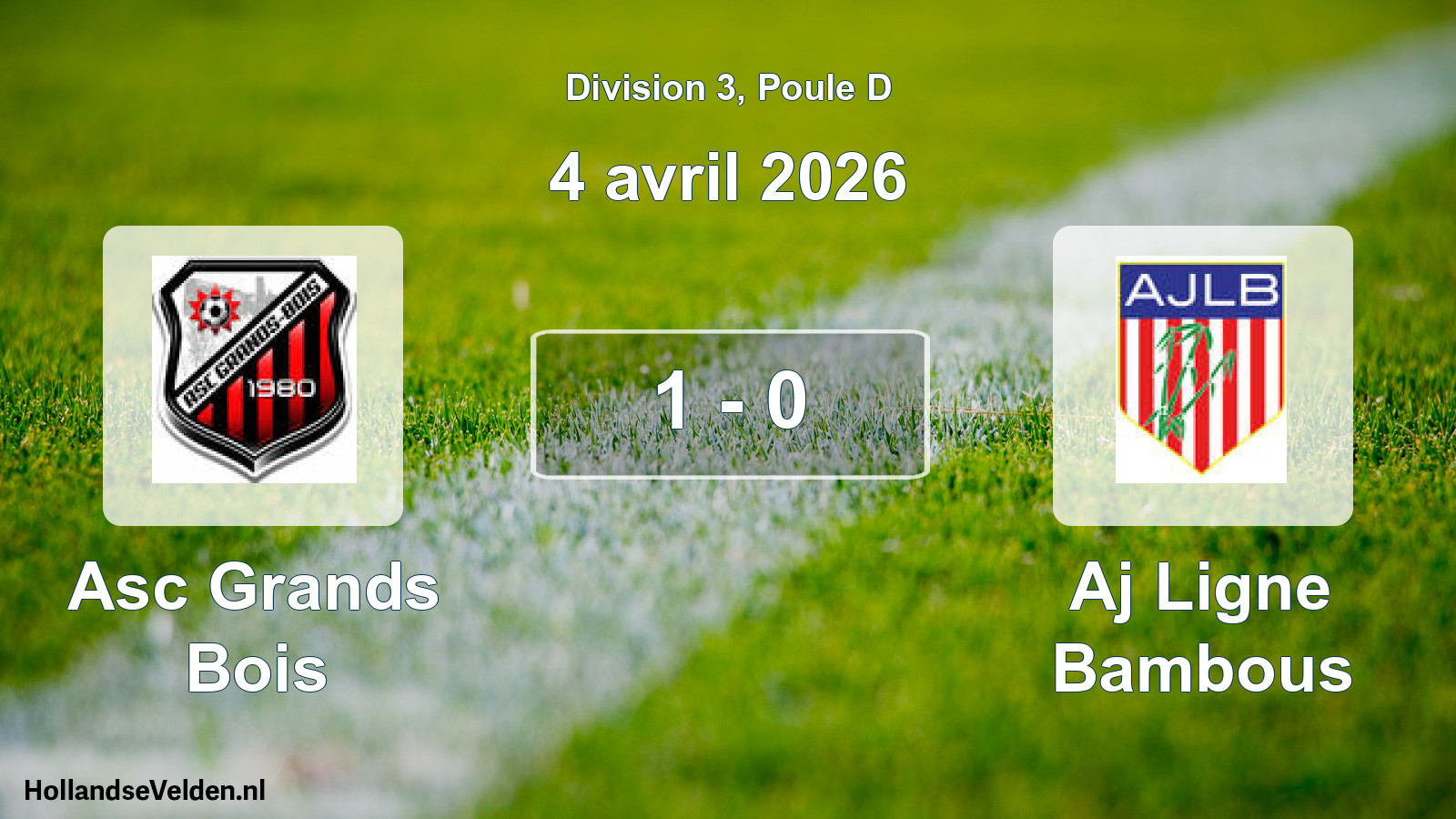 Gespeelde wedstrijd: Asc Grands Bois - Aj Ligne Bambous 1 - 0 (4 april 2026)