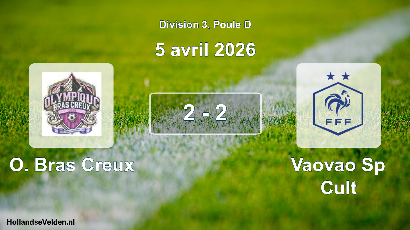Match joué: O. Bras Creux - Vaovao Sp Cult 2 - 2 (5 avril 2026)