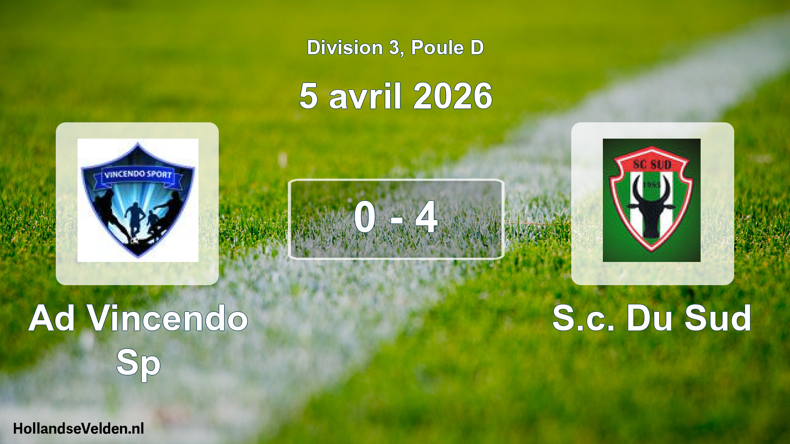 Match joué: Ad Vincendo Sp - S.c. Du Sud 0 - 4 (5 avril 2026)