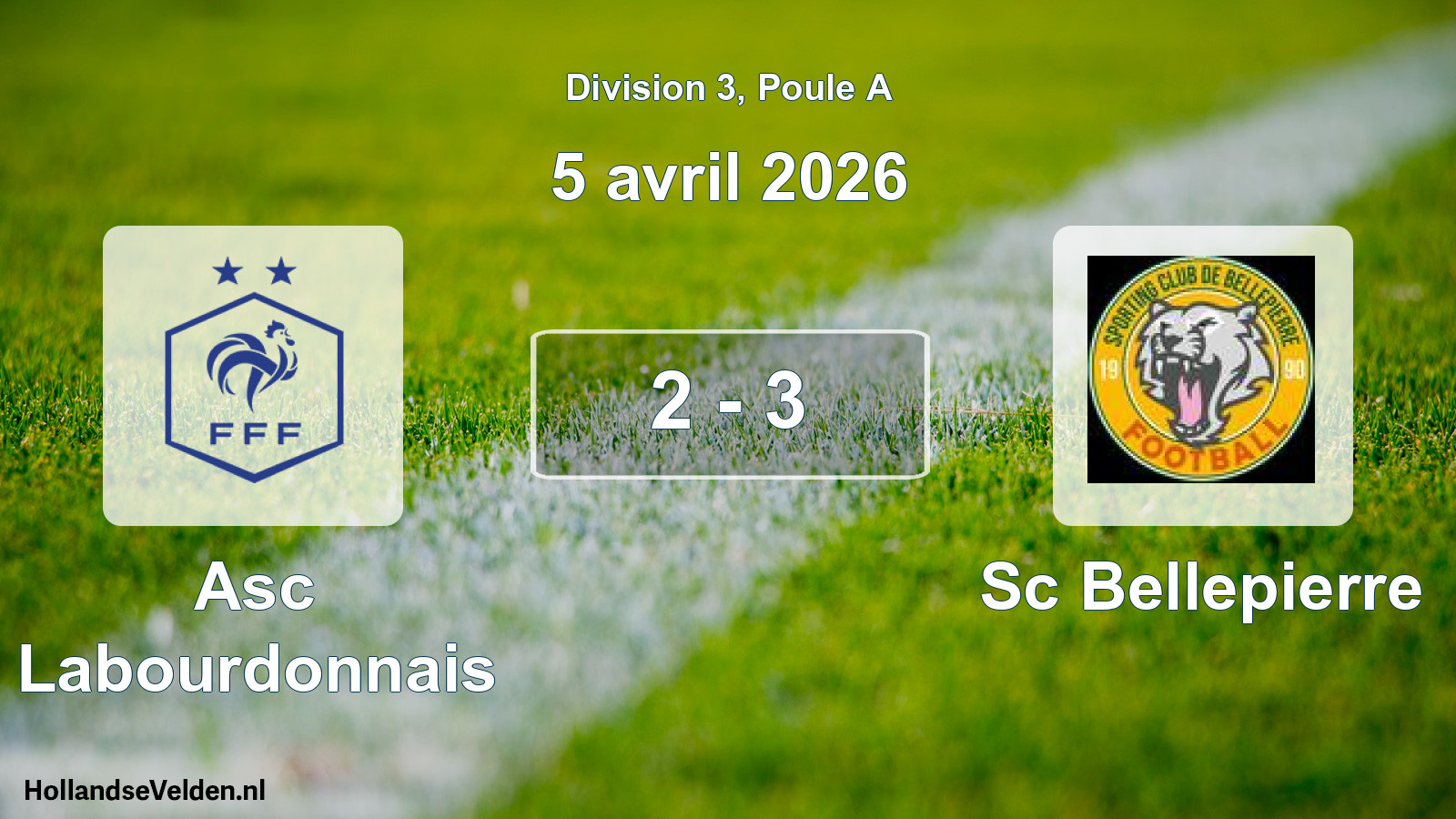 Match joué: Asc Labourdonnais - Sc Bellepierre 2 - 3 (5 avril 2026)
