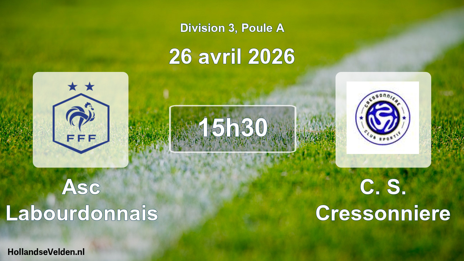 Match programmé: Asc Labourdonnais - C. S. Cressonniere (26 avril 2026)