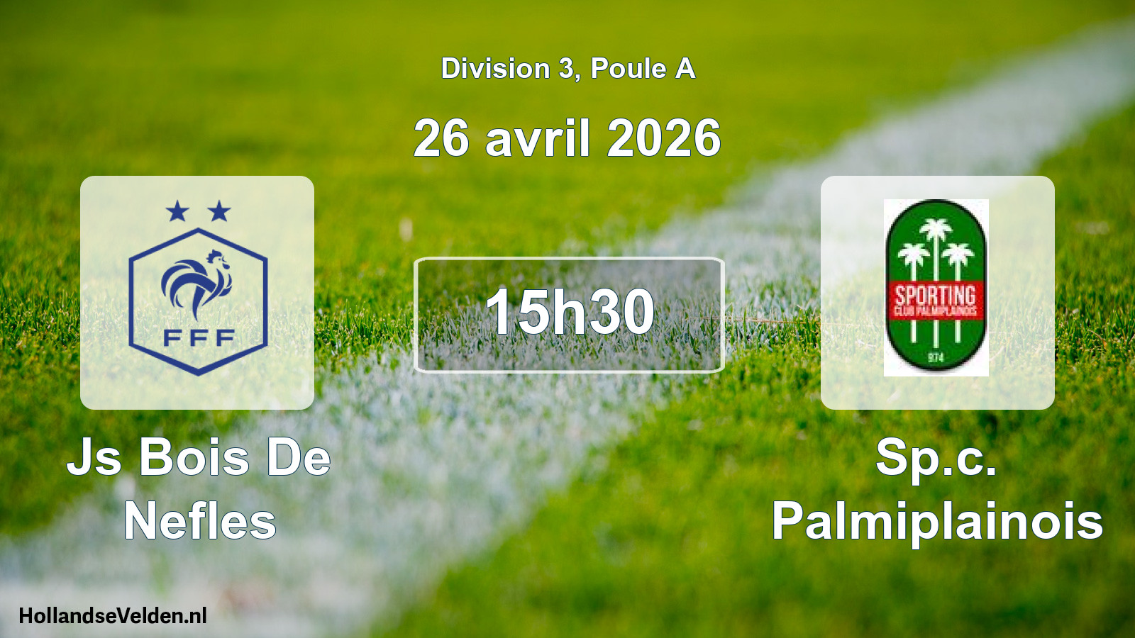 Match programmé: Js Bois De Nefles - Sp.c. Palmiplainois (26 avril 2026)