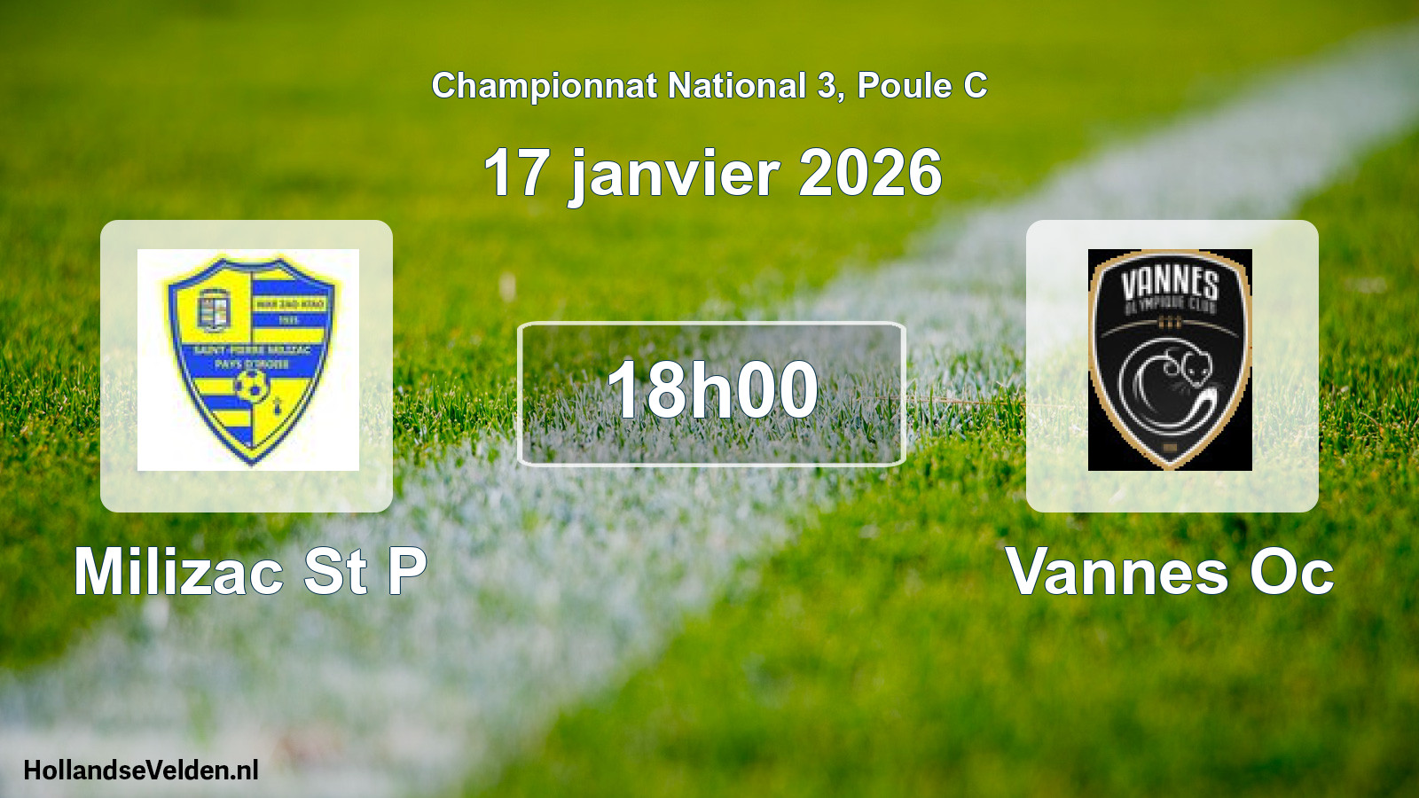 Geplande wedstrijd: Milizac St P - Vannes Oc (17 janvier 2026)