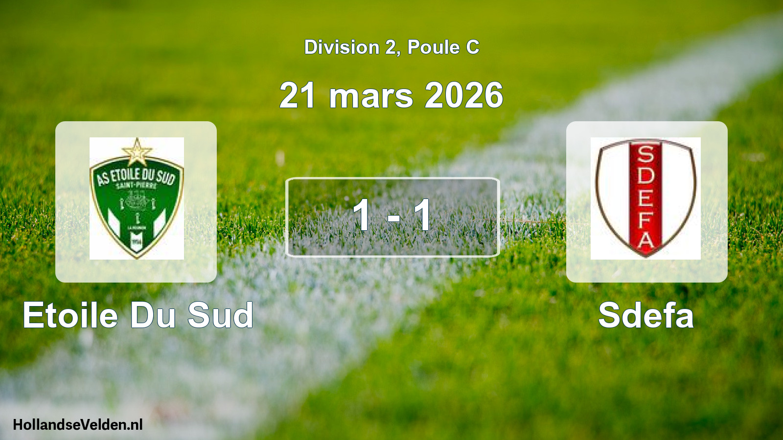 Match joué: Etoile Du Sud - Sdefa 1 - 1 (21 mars 2026)