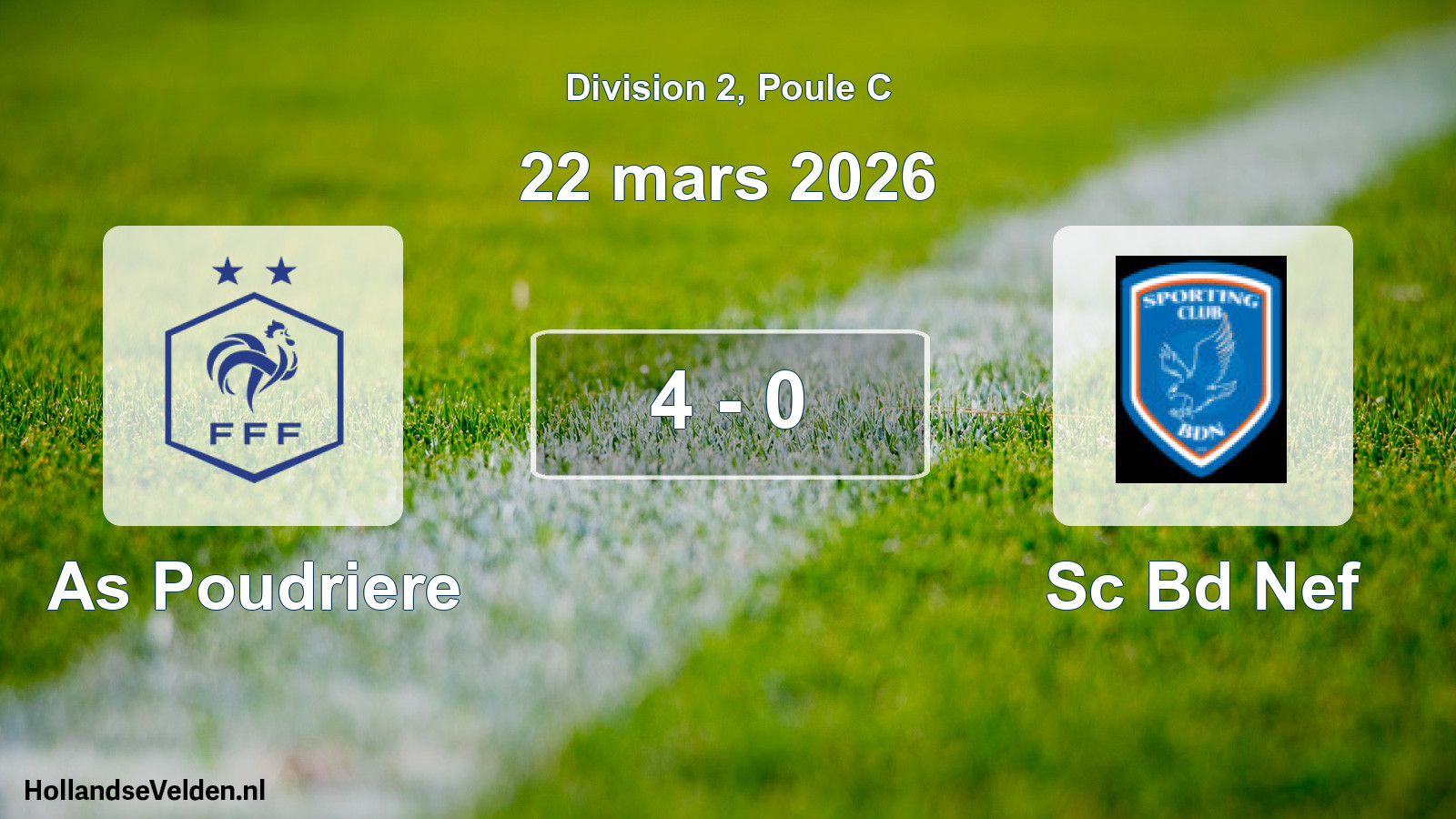Total number of matches played: As Poudriere - Sc Bd Nef 4 - 0 (22 March 2026)